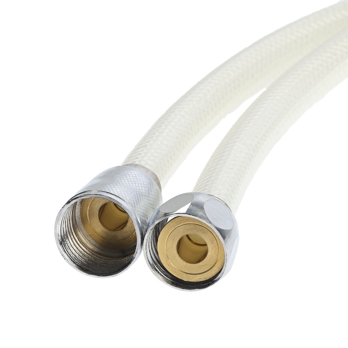 Душевой шланг ZEIN Z49PSW, 150 см, усиленный в оплетке, гайки цинк, втулка латунь, белый