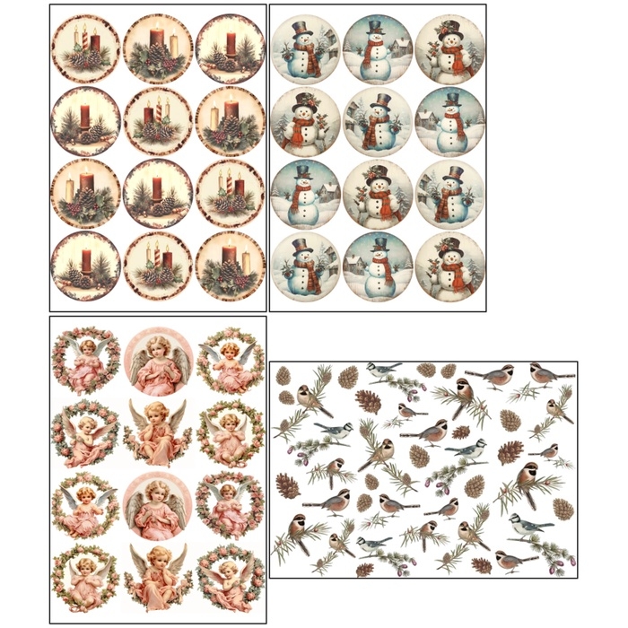 Набор декупажных карт 4 шт &laquo;Новогодние шары&raquo;, плотность 45 гр/м2, формат А4