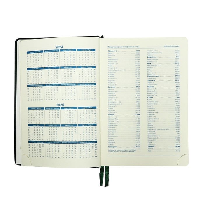Ежедневник датированный 2025 года, A5, 168 листов в линейку, кожзам "Небраска", золотой срез, зеленый