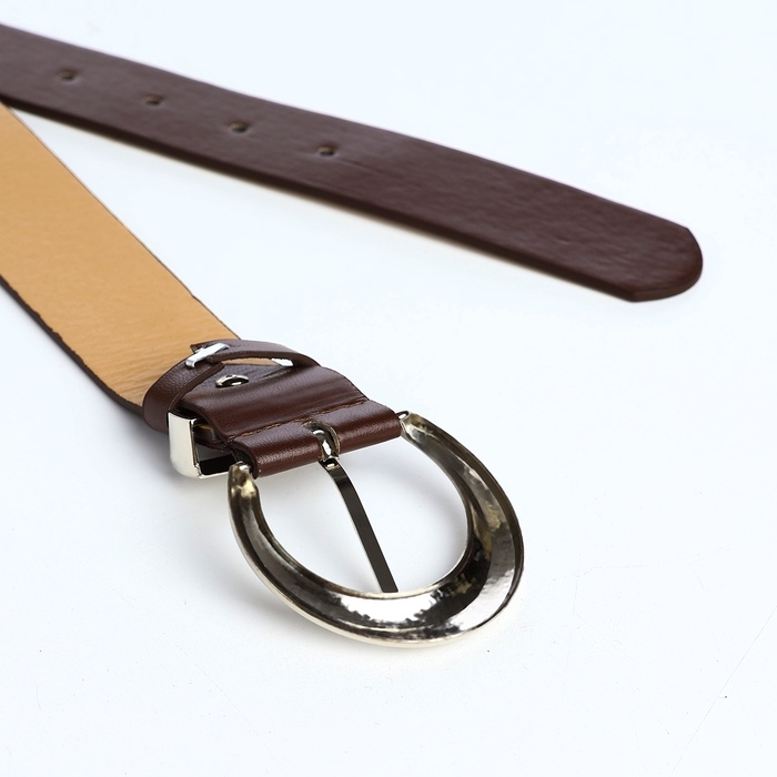 Ремень жен 06-01-02-01 Июнь2, 3,3*0,3*110 см, винт,пряжка металл, 1 прокол, коричневый