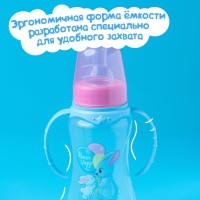Бутылочку для кормления &laquo;Зайки: мамы и малыши&raquo;, классическое горло, 250 мл., от 0 мес., приталенная, с ручками