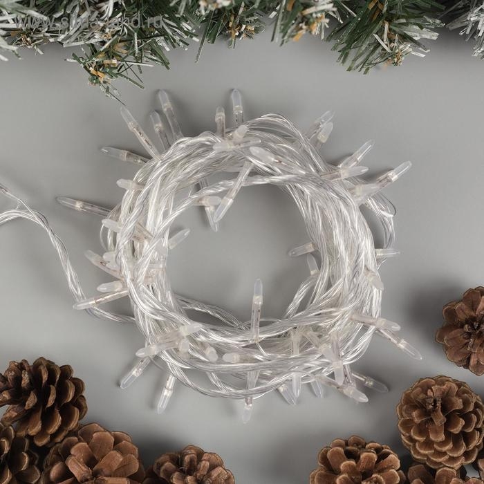 Гирлянда &laquo;Нить&raquo; 10 м с насадками &laquo;Игла&raquo;, IP20, прозрачная нить, 100 LED, свечение белое, 8 режимов, 220 В