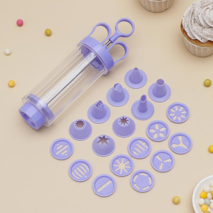 Шприц кондитерский Доляна, 18 насадок, 23&times;6,5&times;6 см