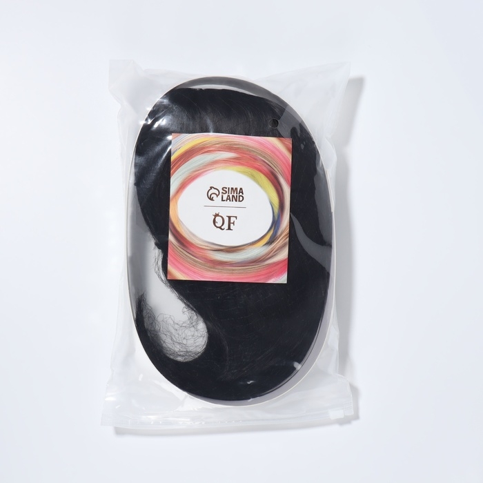 Парик искусственный, с чёлкой, имитация кожи, 30 см, 160 гр, цвет чёрный(#SHT3)