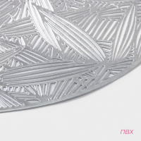 Салфетки сервировочные на стол Доляна &laquo;Листья&raquo;, d=38 см, 4 шт, цвет серебряный