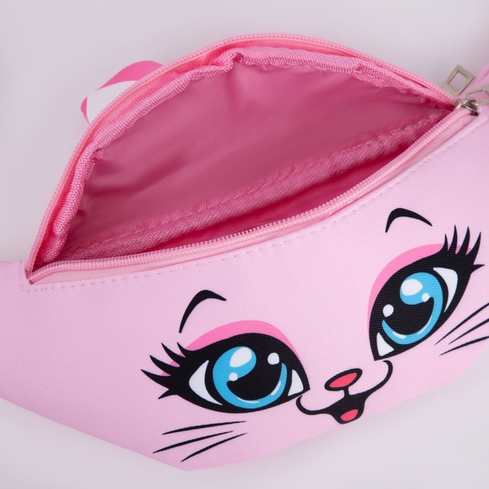 Сумка поясная детская для девочки "Кошечка", 31 х см, отдел на молнии, цвет красный