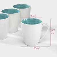 Набор фарфоровых кружек Доляна &laquo;Палитра&raquo;, 4 предмета: 350 мл, цвет белый