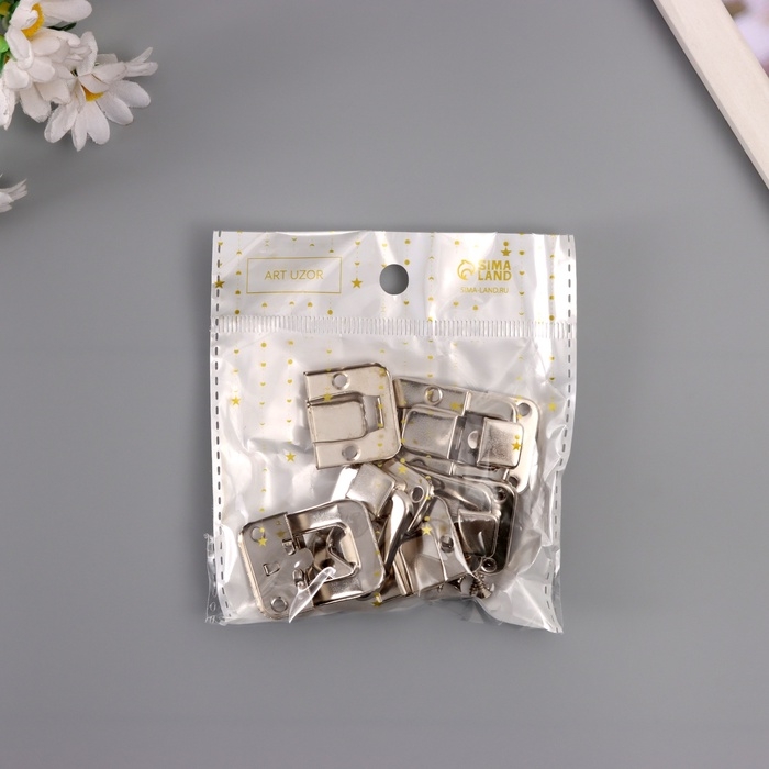 Замок металл для шкатулки хром + гвозд. набор 4 шт 4х2,7 см