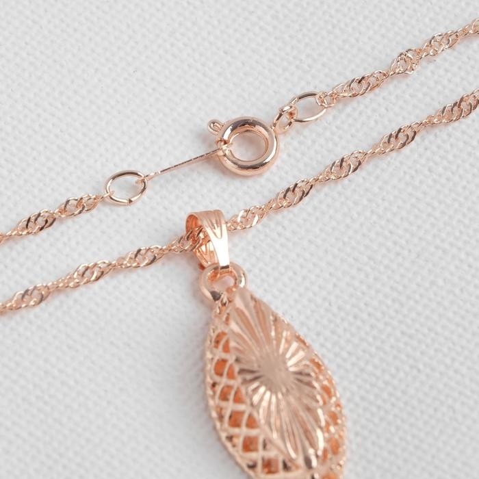 Гарнитур 3 предмета: серьги, кулон, кольцо безразмерное &laquo;Эдель&raquo; эллипс резной, цвет золото, 45 см