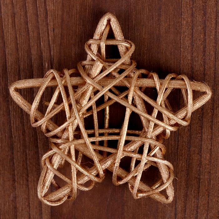 Декор для творчества из лозы &laquo;Звезда&raquo; набор 4 шт., размер 1 шт. &mdash; 6,5 см, цвет золото