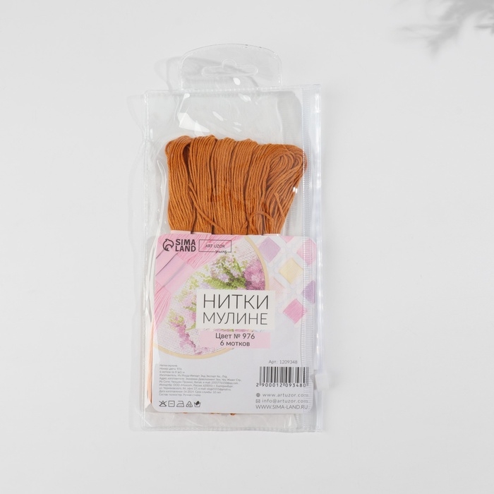 Набор ниток мулине №976, 8 &plusmn; 1 м, 6 шт, цвет золотисто-коричневый