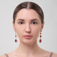 Серьги висячие со стразами &laquo;Вечерние&raquo; мадам, цвет бело-красный в золоте, 7 см