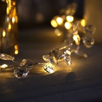 Гирлянда &laquo;Мишура&raquo; 1.2 м роса с насадками &laquo;Кристаллы&raquo;, IP20, серебристая нить, 20 LED, батарейки CR2032х2 (в комплекте), свечение тёплое белое