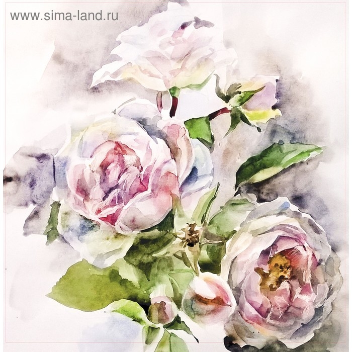 Картина на подрамнике "Акварель. Пионы" 30*30 см