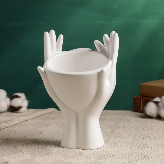 Кашпо - органайзер Кашпо - органайзер "Мечты в руках" белый, 13,5х20х13см