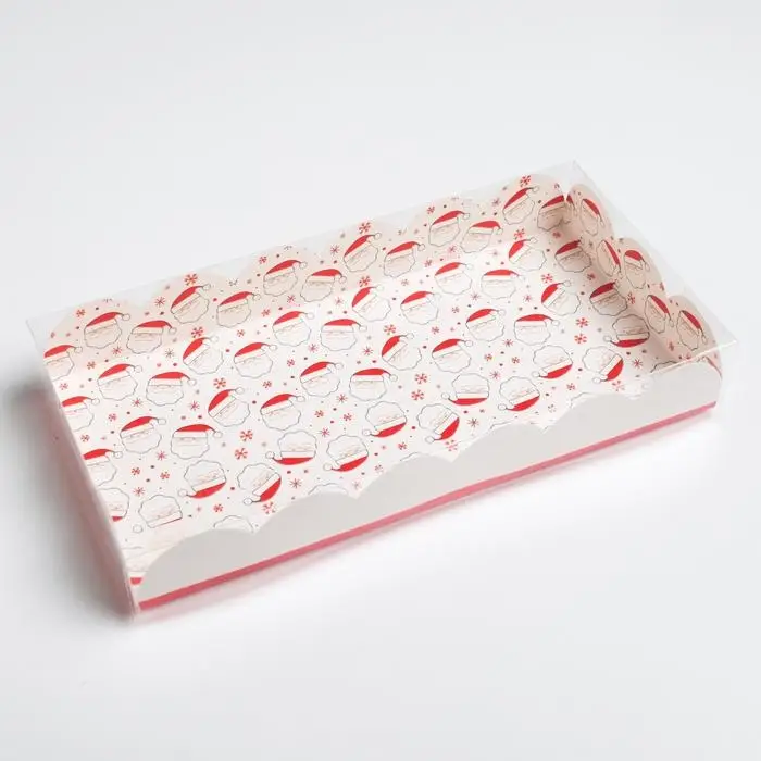 Коробка для кондитерских изделий с PVC крышкой &laquo;Счастливого Нового года!&raquo;, 10.5 х 21 х 3 см