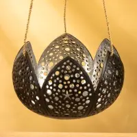 Подсвечник подвесной из кокоса &laquo;Бутон&raquo;, 14&times;14&times;10 см, чёрно-серебристый