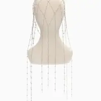 Украшение для волос &laquo;Паутина&raquo;, с бусинами, 55 см, белое в серебре