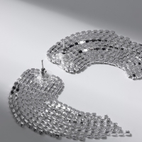 Серьги висячие со стразами &laquo;Вечное сияние&raquo; сердечки, цвет белый в серебре