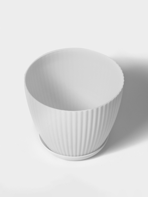 Горшок круглый "Ribbed" 15х15х13 см, цвет белый