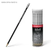 Карандаш чернографитный с ластиком Erich Krause "Megapolis", HB, грифель d=2.2 мм, дерево, шестигранный в тубусе, чёрный корпус