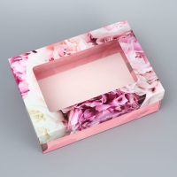 Коробка складная, крышка-дно, "Самой нежной", 21 х 15 х 7 см с окном