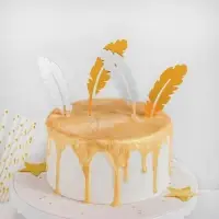 Набор топперов для торта &laquo;Перо&raquo;, 4 шт, цвет золотой