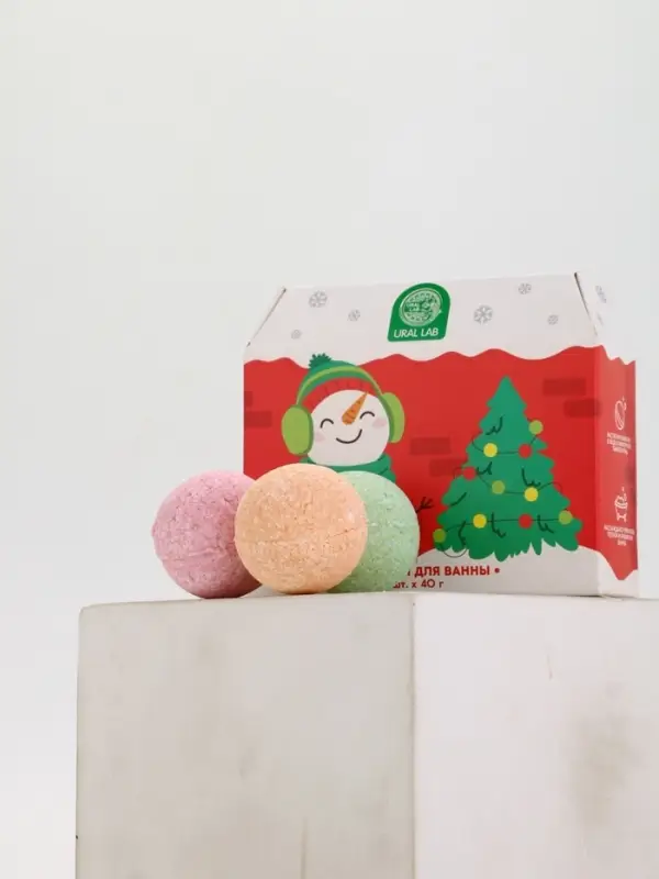 Бомбочки для ванны в домике &laquo;Снеговик&raquo;, набор 6 шт х 40 г, URAL LAB
