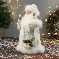 Дед Мороз под ёлку &laquo;Зимнее волшебство. В пушистой шубе, с мешком&raquo; двигается, 40 см, белый