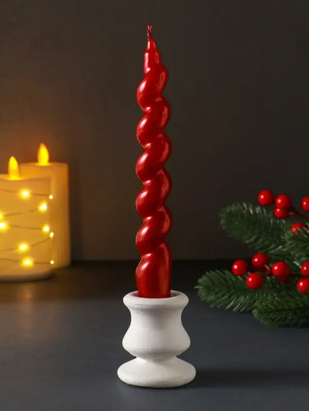 Свеча витая LUXURY, 25&times;170 мм, лакированная, красная