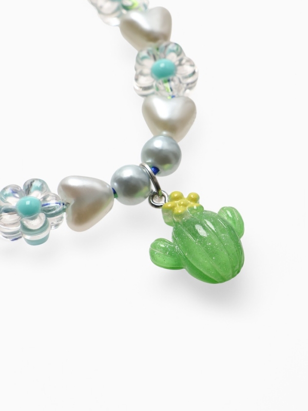 Браслет детский "Выбражулька" на затяжке, кактус с бусинами цветы, цветной