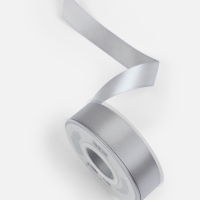 Лента атласная двухсторонняя №837 25мм*25&plusmn;1м серебряный TR