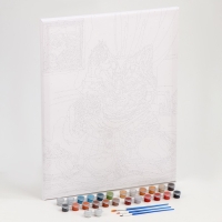 Картина по номерам на холсте с подрамником "Кот за завтраком" 40*50 см