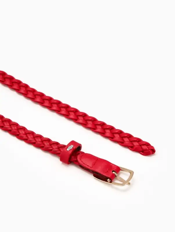 Ремень жен 03-01-01-01, Июнь2501, 1,8*0,3*110 см, без винта, пряж золото, 1 прокол, красный   109031