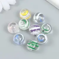 Бусины пластик "Прозрачные шарики с цветной полоской" набор 20 гр МИКС d=1,6 см