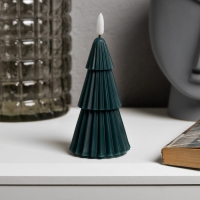 Светодиодная свеча &laquo;Ёлка зелёная&raquo; 7 &times; 15.5 &times; 7 см, воск, батарейка CR2032 (в комплекте), свечение тёплое белое