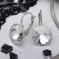 Серьги со стразами &laquo;Яркая классика&raquo;, цвет белый в серебре, d=1,6 см