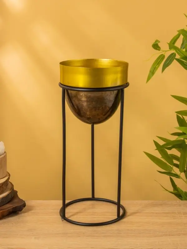 Кашпо на подставке "Золотое руно" железо 15,5х15,5х35,5 см