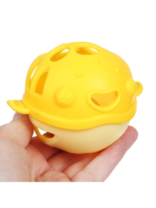 Прорезыватель силиконовый для зубов с погремушкой Крошка Я &laquo;Рыбка&raquo;, в кейсе, желтый