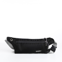 Поясная сумка на молнии, с карманом, разъем для USB, чёрный