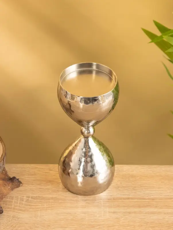 Подсвечник "Песочные часы" алюминий 8,5х19 см, цв. серебро