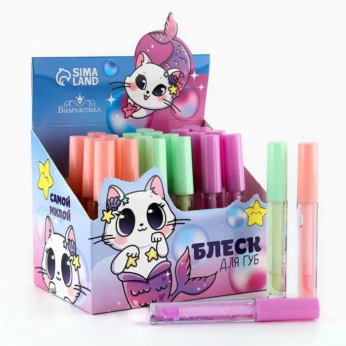 Детский блеск для губ &laquo;Котик&raquo;, 8 мл, МИКС