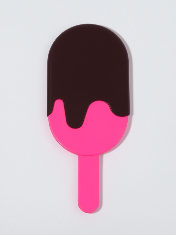 Зеркало с ручкой (1) б/увел 6,7*12/7,8*18см МОРОЖЕНОЕ пластик розовый пакет QF