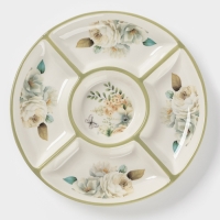 Менажница Доляна "Цветы" цвет белый  5 ячеек 25,5х3 см