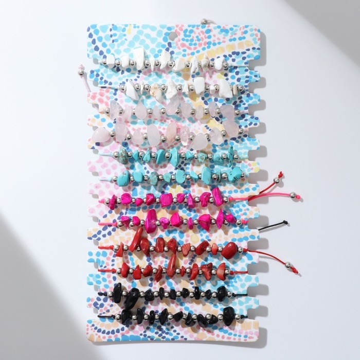 Браслеты-обереги &laquo;Нить желаний&raquo; набор 12 шт., камни, цветные