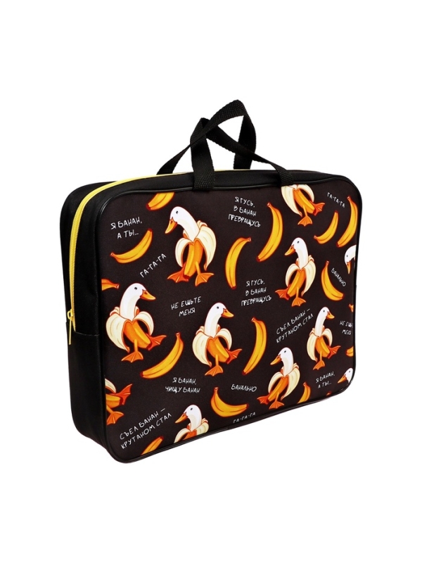 Папка с ручками текстильная А4, 360&times;245&times;70 мм, Calligrata TOP &laquo;Бананогусь&raquo;