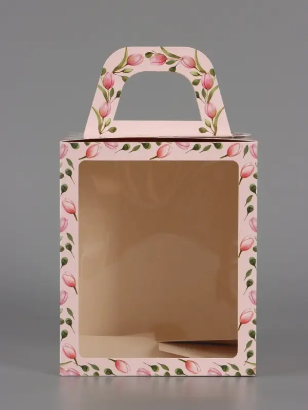 Пасхальная коробочка с окном "Тюльпаны" 15 х 15 х 18 см