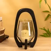 Подсвечник "Аура" 13х15х26 см, стекло, дерево