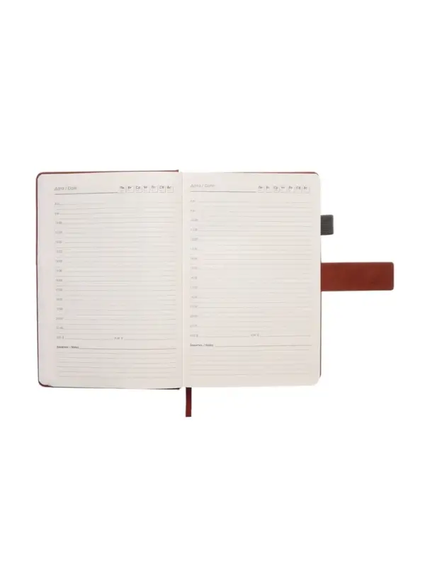 Ежедневник недатированный формат А5, с хлястиком, 128л, линия, пвх, Коричневый