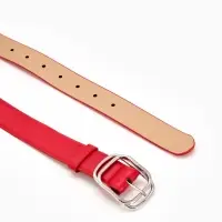 Ремень жен 06-01-02-01, Июнь2504, 3,2*0,3*110 см, без винта, пряж металл, 1 прокол, красный   109031